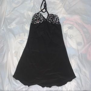 Y2K sequin sparkly cheetah halter dress